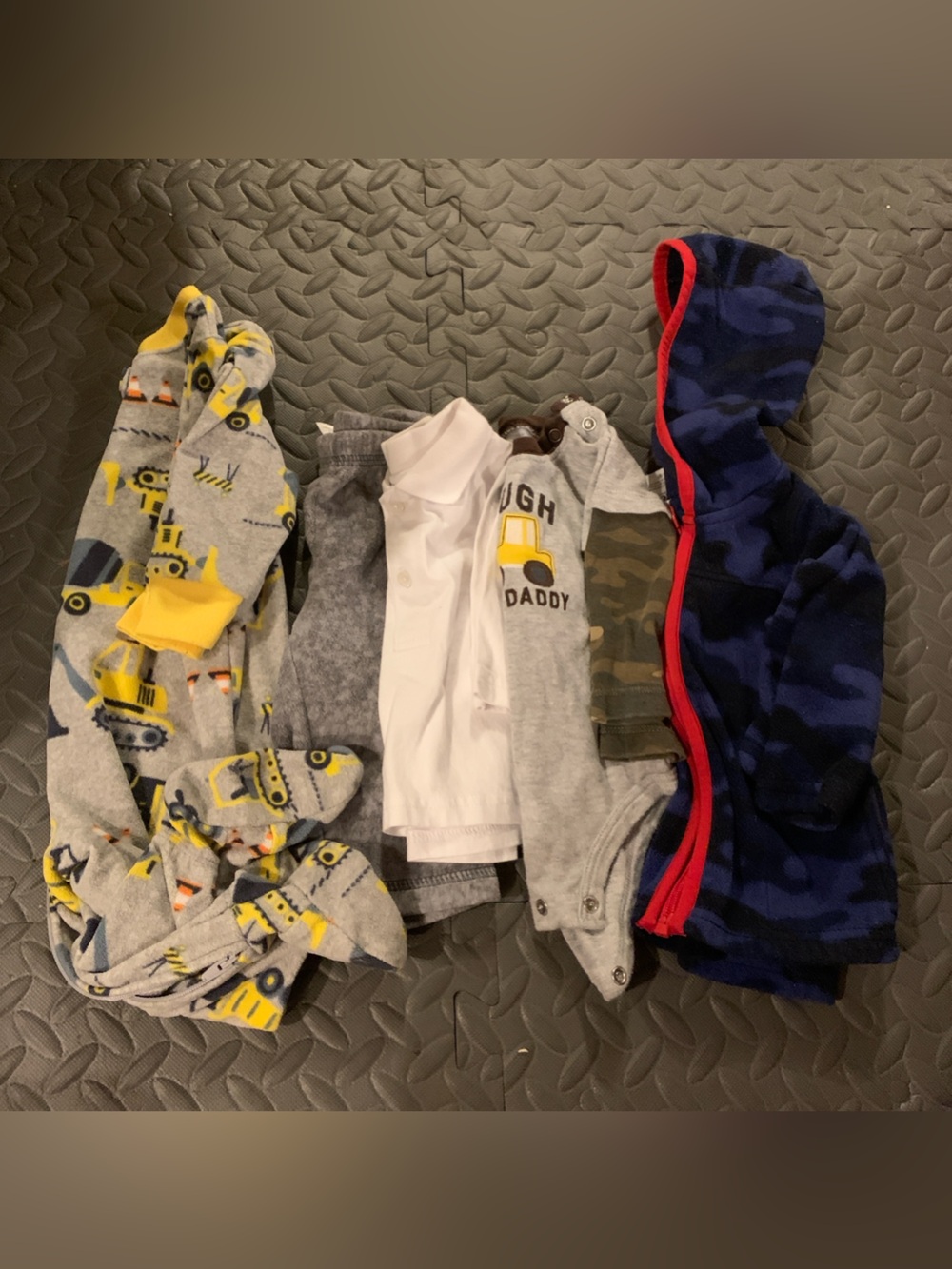 Baby Boy Clothing Lot Size 6 Months PJs Pants Tops Shirt Hoodie Digger Gray